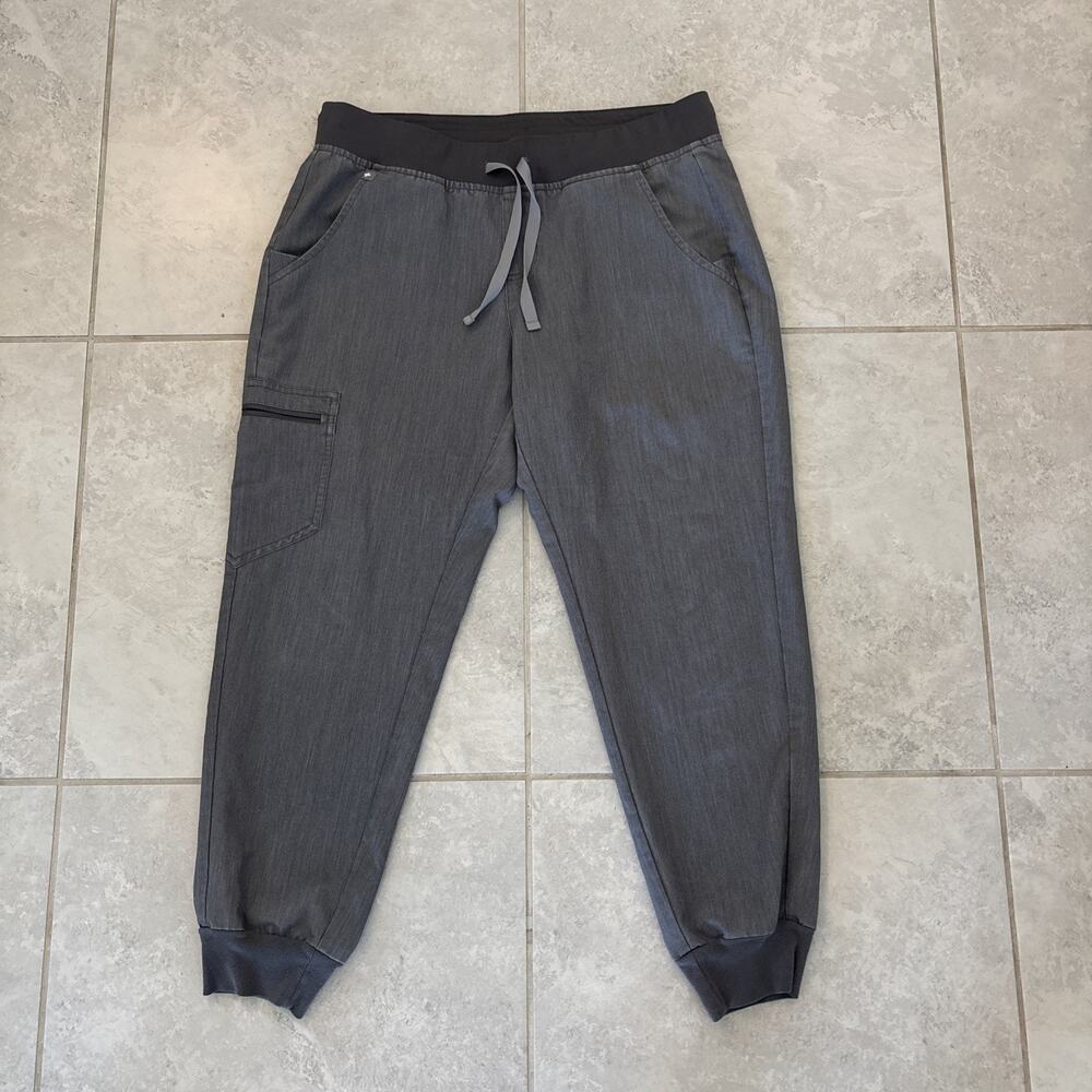 FIGS Zamora Jogger Scrub Pants Graphite Gray Women Drawstring Size Medium Pet